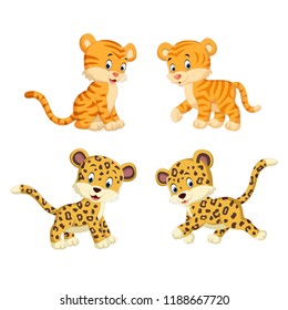 vector illustration of the collection of the tiger and leopard