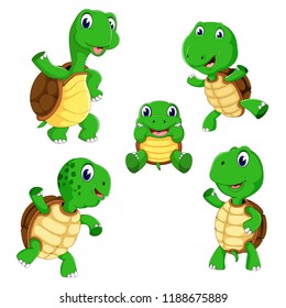 Set Four Cartoon Turtles Stock Vector (Royalty Free) 278445875 ...