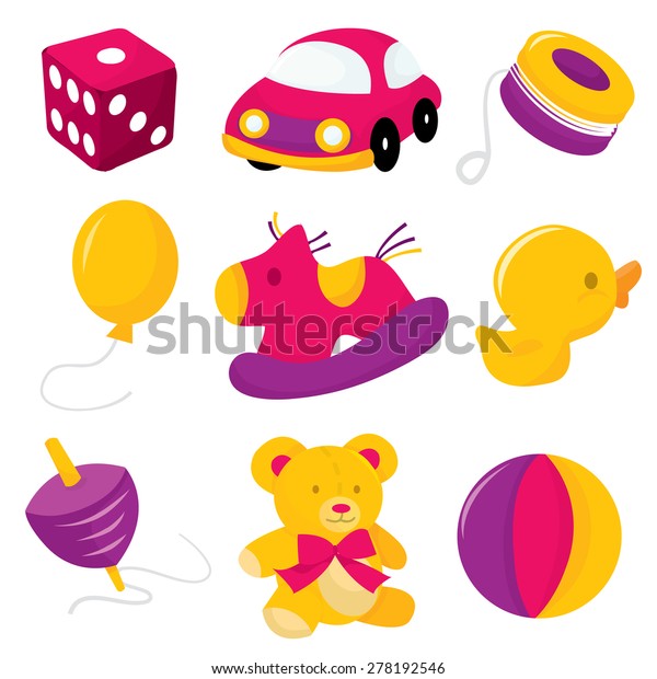 A\
vector illustration collection of toys and\
games.