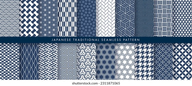 Vector illustration collection of traditional Japanese patterns.