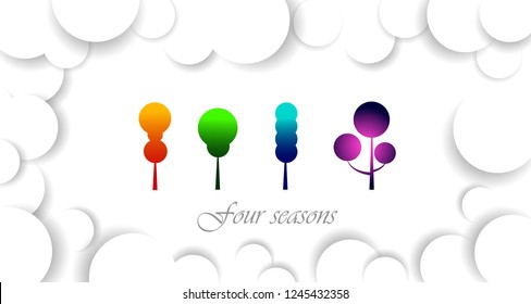 Vector illustration. Collection of trees. Trees of different colors and shapes on a white background.