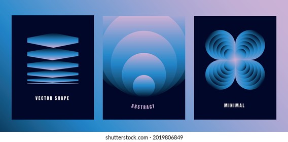 Colección de ilustraciones vectoriales - impresiones y composiciones abstractas y creativas modernas con colores de gradiente brillante - plantillas de diseño para publicaciones e historias en medios sociales, afiches y banderas 