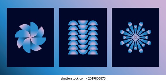 Vector illustration collection - trendy abstract creative minimalist prints and compositions with bright gradient colors - design templates for social media posts and stories, posters and banners 