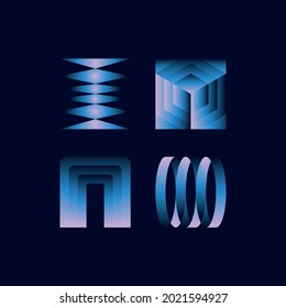 Colección de ilustraciones vectoriales - impresiones y composiciones abstractas y creativas modernas con colores de gradiente brillante - plantillas de diseño para publicaciones e historias en medios sociales, afiches y banderas 