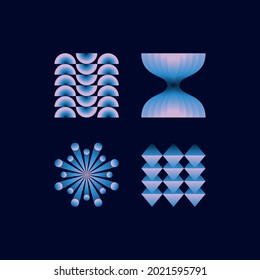 Vector illustration collection - trendy abstract creative minimalist prints and compositions with bright gradient colors - design templates for social media posts and stories, posters and banners 