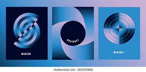 Vector illustration collection - trendy abstract creative minimalist prints and compositions with bright gradient colors - design templates for social media posts and stories, posters and banners 