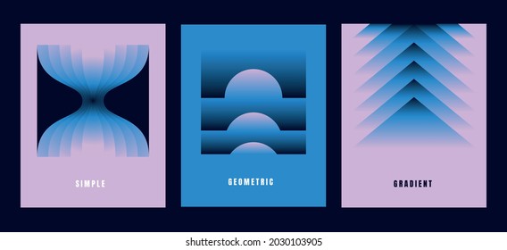 Vector illustration collection - trendy abstract creative minimalist prints and compositions with bright gradient colors - design templates for social media posts and stories, posters and banners 