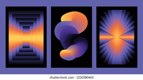 Vector illustration collection - trendy abstract creative minimalist prints and compositions with bright gradient colors - design templates for social media posts and stories, posters and banners 