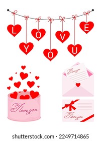 Ilustración vectorial. Colección para el día de San Valentín. Te amo