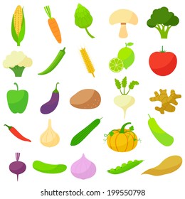 vector illustration of collection of vegetables