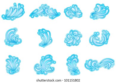 vector illustration of collection of wave against white background