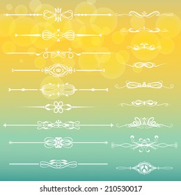 Vector illustration of a collections of calligraphic design elements - dividers, floral ornaments