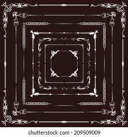 Vector illustration of a collections of calligraphic, Victorian style frames, floral theme