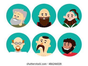 vector illustration . Collection,set of individual men and women , emotions