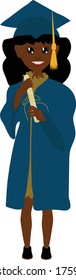 Vector Illustration College or High School Graduate in Cap and Gown