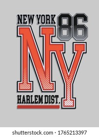 Ilustración vectorial en estilo universitario con referencia a Nueva York, Harlem.