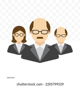 Vector illustration of college teacher team Avatar in color on a transparent background (PNG). EPS Vector