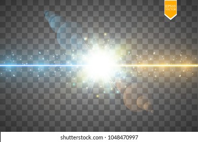Vector illustration. Collision of two forces of blue and gold magical plasma. Allocation of cold and hot energy. Electric collapse.