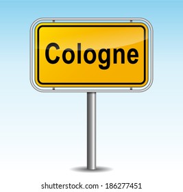 Vector illustration of cologne signpost on sky background