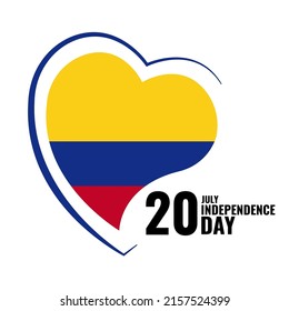 Vektorgrafik des Unabhängigkeitstages Kolumbiens. Kolumbienflagge in Herzform
