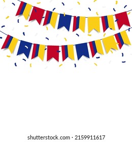 Vector Illustration of Colombia Independence Day. Garland with the flag of Colombia on a white background.
