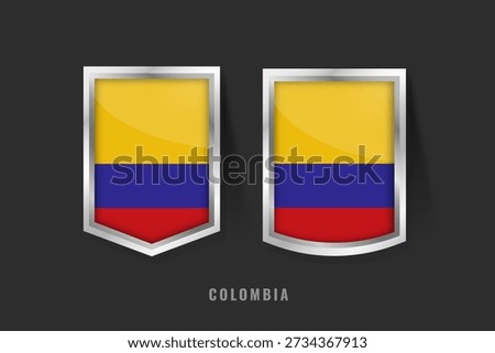 Vector Illustration of COLOMBIA Label Logo. COLOMBIA Badge Sign COLOMBIA With Flag, Colombian Product Label Banners Template.