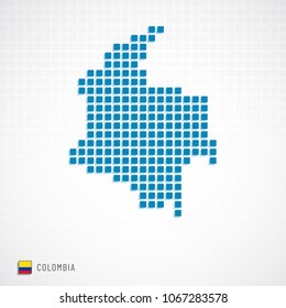 Vector illustration of Colombia map dotted basic shape and flag icon