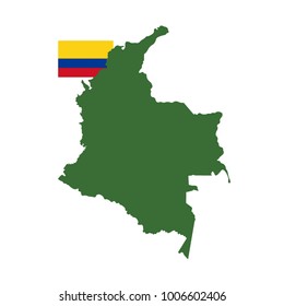 vector illustration of Colombia map and flag