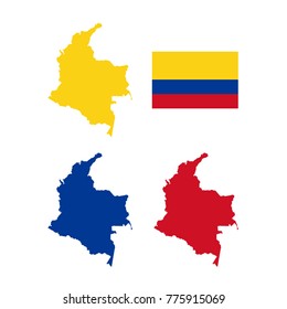 vector illustration of Colombia map and flag