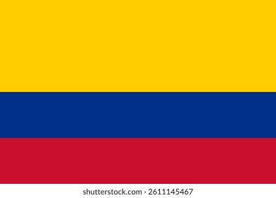 Vector illustration of the Colombian flag with yellow, blue, and red horizontal stripes. A vibrant symbol of Colombian identity, culture, and patriotism. Scalable and editable design.