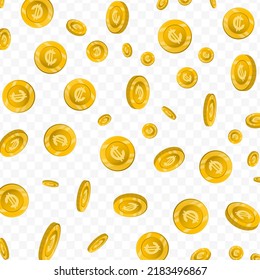 Vector illustration of Colon currency. Flying gold coins on transparent background (PNG).