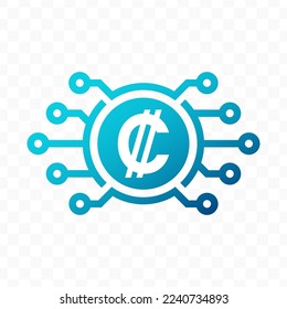 Vector illustration of Colon digital currency icon in blue color and transparent background (PNG).
