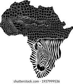 vector illustration of color abstract Africa as a crocodile and zebras skin
