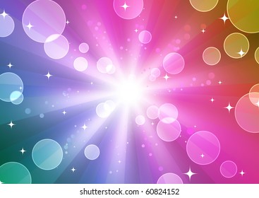 Vector illustration of color abstract background with blurred neon light dots