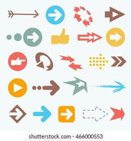 Vector illustration of color arrow icons. Big collection