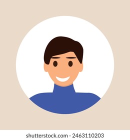 Ilustración vectorial. Avatar de color, perfil de usuario, icono de persona, imagen de perfil. Una persona con rasgos faciales. Adecuado para perfiles de redes sociales, íconos, protectores de pantalla y como Plantilla.