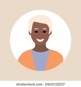 Vector illustration. Color avatar, user profile, person icon, profile picture. A person with facial features. Suitable for social media profiles, icons, screensavers and as a template.