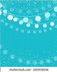 Vector illustration color backgrounds with paper lantern, greeting cards