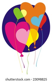 Vector illustration with color balloons for st. Valentine day