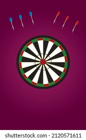 Vector illustration of color and black and white dartboard for darts game isolated on white background
