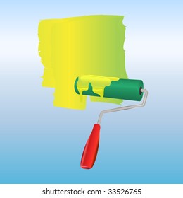 Vector Illustration of the color brush/roller, drawing on the wall.