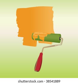 Vector Illustration of the color brush/roller, drawing on the wall.