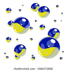 Vector illustration of color bubbles from Ukraine flag
