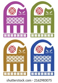 Ilustración vectorial del juego de gatos de color para el diseño de tarjetas de felicitación, impresión de camisetas, afiche de inspiración