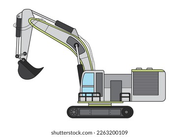 Vector illustration color children construction medium size excavator crawler construction machine clipart