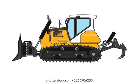 Vector illustration color children construction small dozer machine clipart