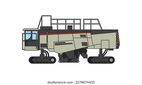 Vector illustration color children construction large surface miner machine clipart