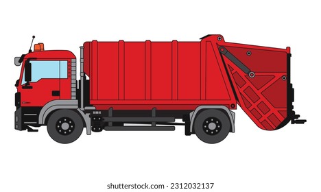 Vector illustration color children construction garbage truck cleaning machine clipart