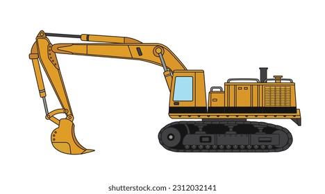 Vector illustration color children construction mining crawler excavator construction machine clipart