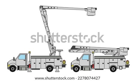 Vector illustration color children construction aerial service truck clipart